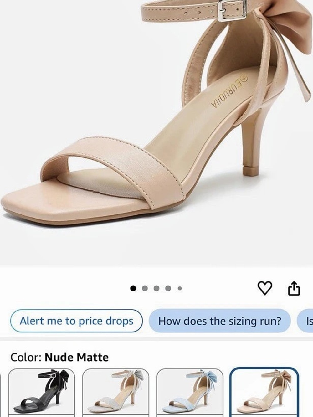 EUROJULA MZ-2405-3 Nude Matte-9 Bow Ankle Strap Heels in Pink US 9 NWT